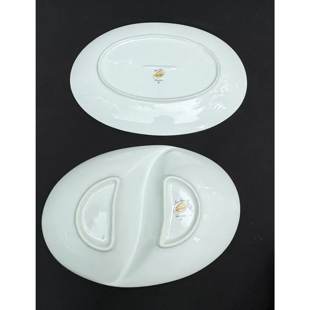 2 Vintage 1960’s Sango Trousseau China - Oval Serving Bowls 1 Divided EUC -A84